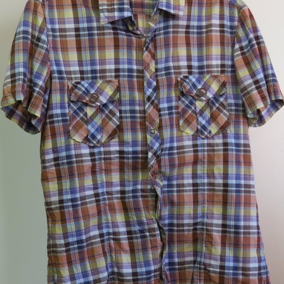 Vintage BOSS orange label short sleeve snap button up Large Size - Picture 2 of 8